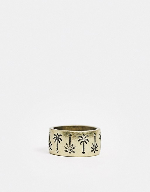 Classics 77 band ring in gold with palm tree engraving