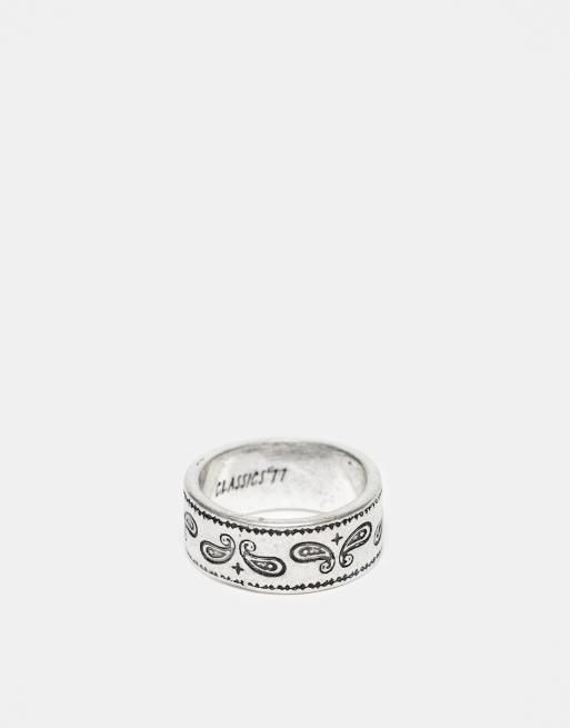 Classics 77 - Bandana - Brede ring met paisley-motief in zilver 