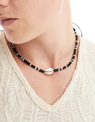 Classics 77 Classics 77 bead and shell necklace in black