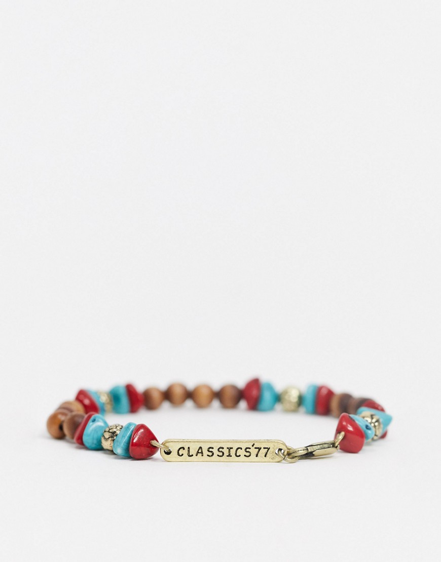 Classics 77 beaded bracelet in multi with gold charms-Brown