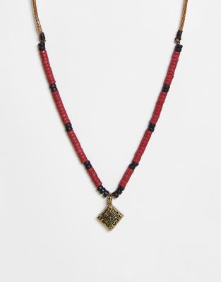 Classics 77 beaded floral pendant necklace in red - ASOS Price Checker