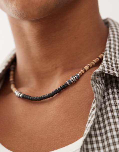 Classics 77 beaded necklace with metal charms in navy blue - view 1