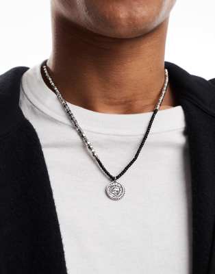 Classics 77 Beaded Tiger Pendant Necklace In Silver