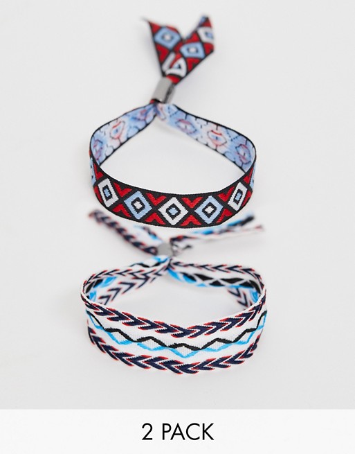 Classics 77 blue & white aztec fabric bracelets in 2 pack