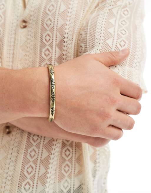 Classics - 77 - Bracciale a fascia color oro con foglie di montagna