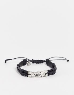 Classics 77 - Bracciale in pelle con targhetta colore nero