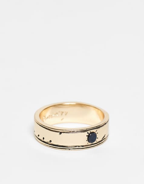 Classics 77 - Brede ring met steen en palm in vintage goud - view 1
