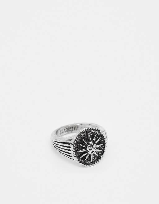 Classics 77 - Burning Man - Zegelring met schedel in zilver