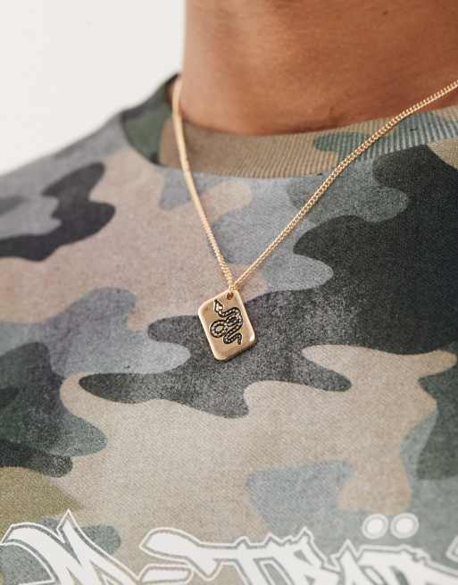 Classics 77 chain necklace with snake tag pendant in gold