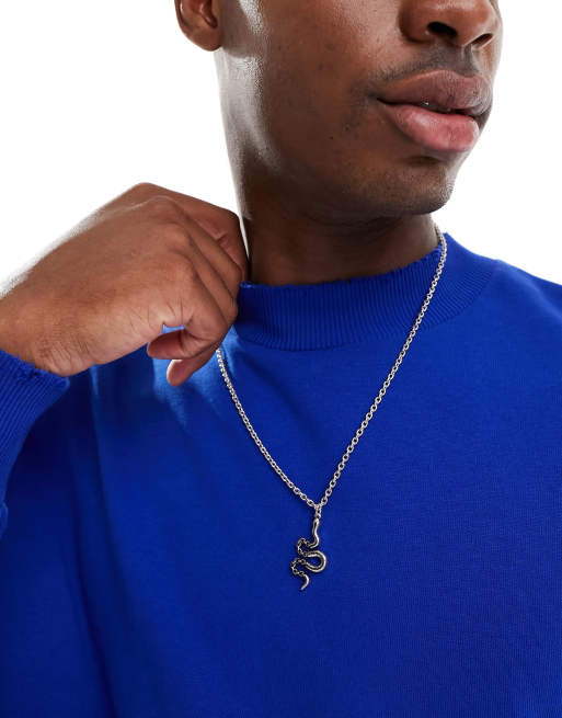 Classics 77 chain snake pendant necklace in silver ASOS