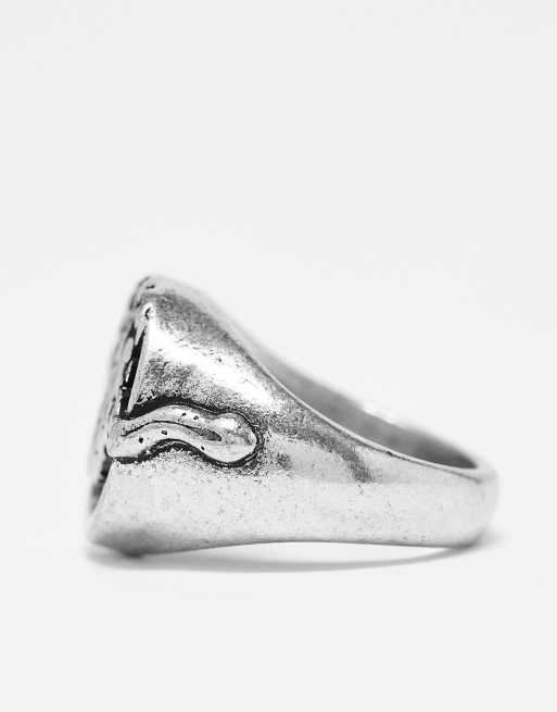 Classics 77 chained snake signet ring in silver | ASOS