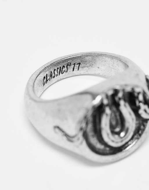 Classics 77 chained snake signet ring in silver | ASOS
