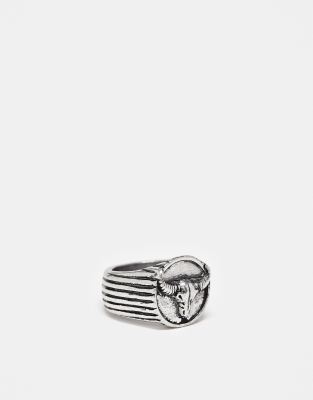 Classics 77 rams skull signet ring in silver - ASOS Price Checker