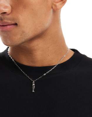 Classics 77 - Collier avec chaîne et pendentif arête de poisson - Argenté