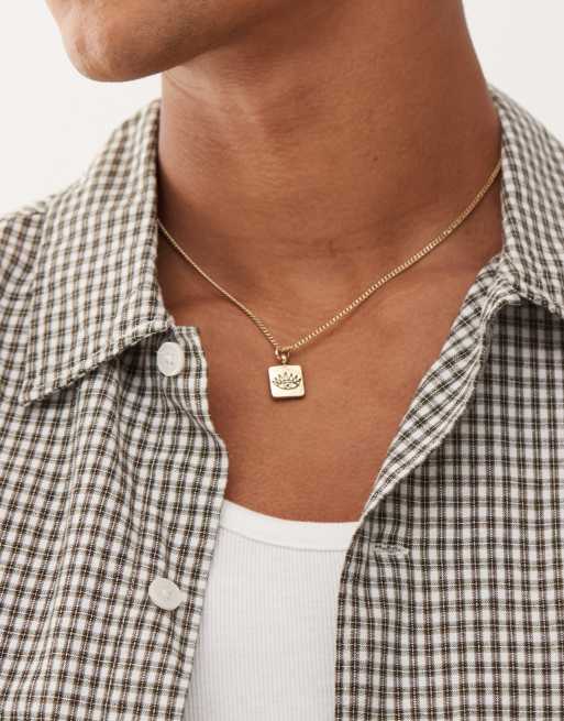 Classics 77 - Collier chaîne avec pendentif carré à motif œil omniscient - Doré