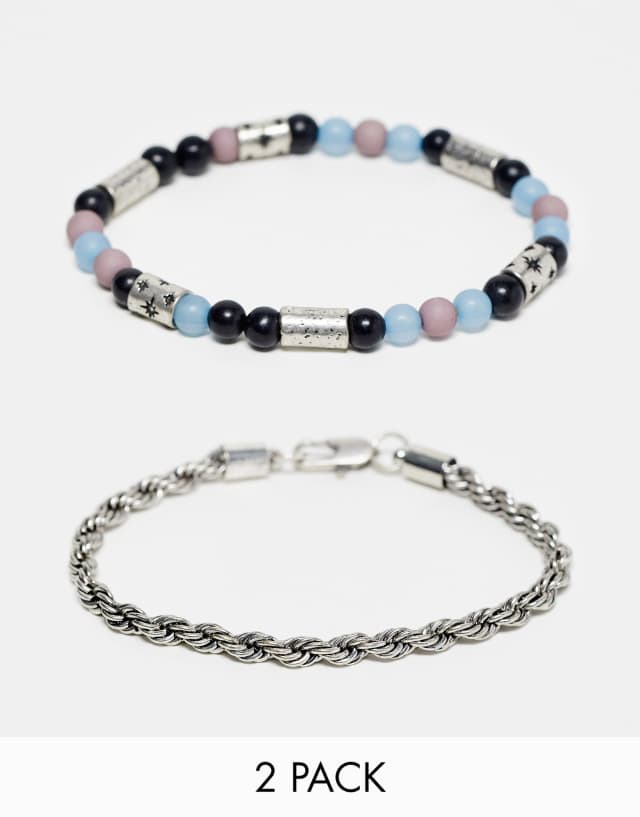 Classics 77 constellation double bead bracelet in silver and blue