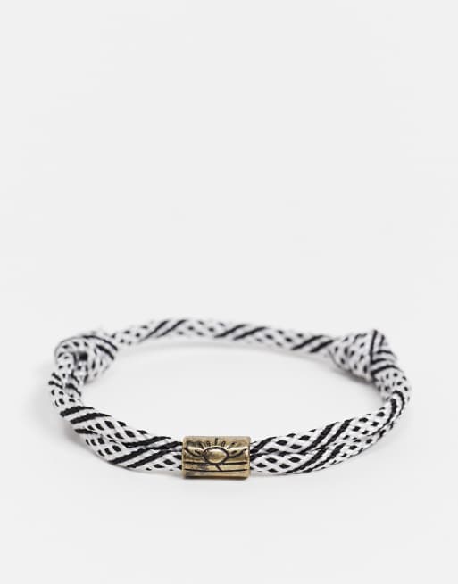 Classics 77 cord and bead bracelet in black and white