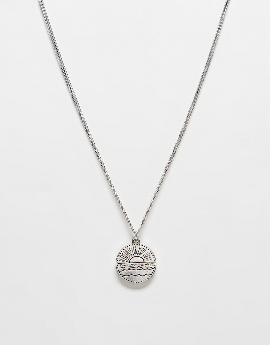 disc pendant necklace in antique silver