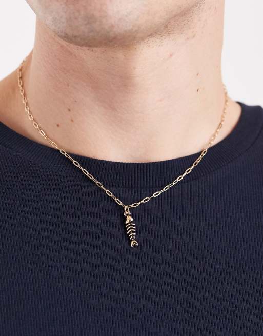 Classics 77 fish bone chain necklace in vintage gold
