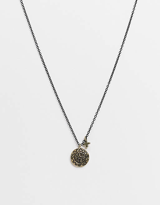 Classics 77 good times disk necklace in black