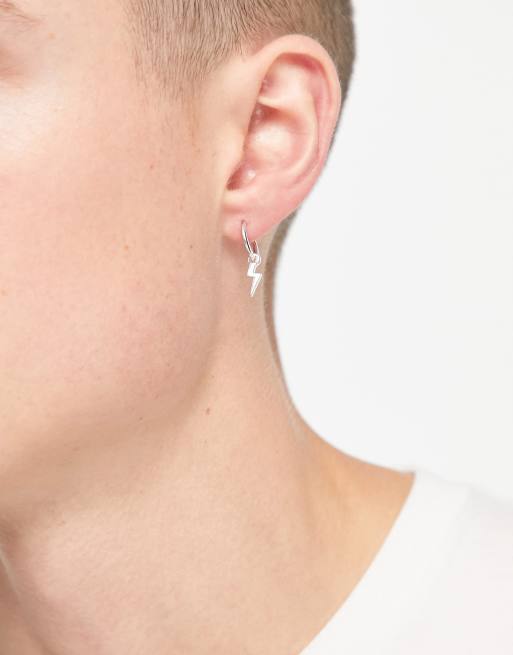 Classics 77 hoop earrings with lightning bolt charms in silver | ASOS