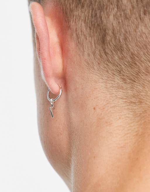 Classics 77 hoop earrings with lightning bolt charms in silver | ASOS