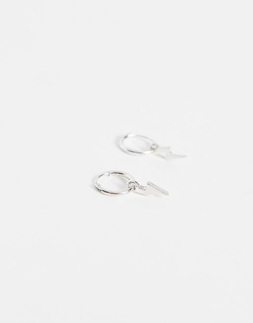 Classics 77 hoop earrings with lightning bolt charms in silver | ASOS