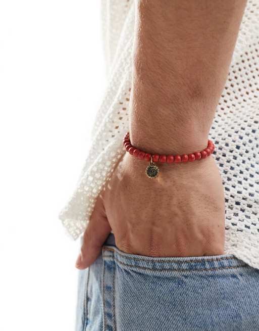 Classics 77 - Kralenarmband met zon en maan in rood , 3 van 4
