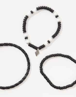 Classics 77 Metropolis Beaded And Fabric Bracelet Combo In Black