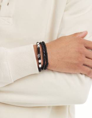 Classics 77 - Metropolis - Lot de bracelets en perles et tissu - Noir