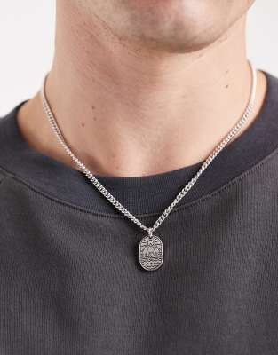 Classics 77 Mountain Engraved Pendant Chain Necklace In Silver