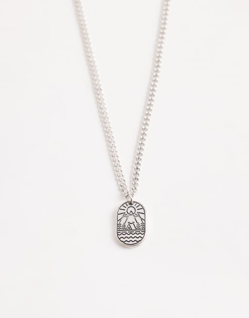Classics 77 mountain engraved pendant chain necklace in silver, 2 of 3