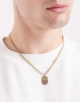 Classics 77 Mountain Engraved Pendant Chain Necklace In Gold