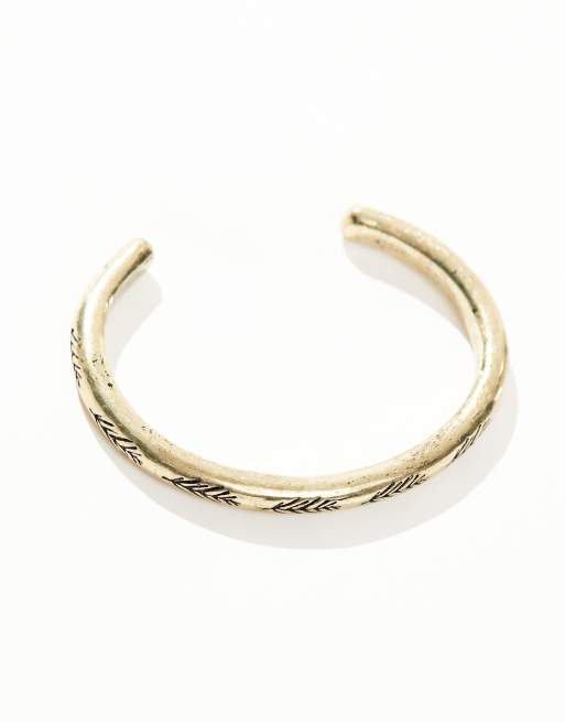 Classics 77 - Mountanious - Bracelet jonc à motif feuilles - Doré, 2 de 4