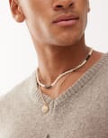 [Classics 77] Classics 77 multirow bead and chain sun engraved pendant necklace in gold No Size GOLD