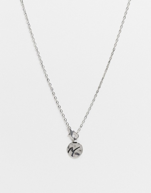 Classics 77 neckchain in silver with clasp detail and engraved disc pendant