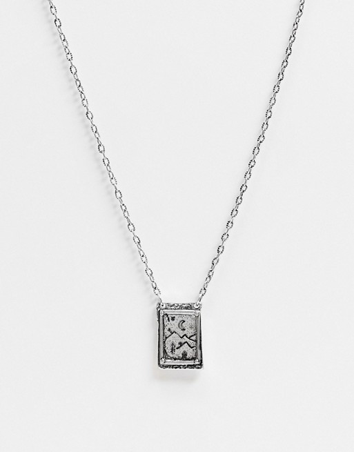 Classics 77 neckchain in silver with rectangular pendant and landscape engraving