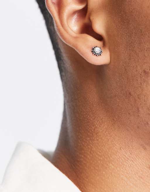 Classics 77 - Orecchini a bottone color argento a forma di sole marmorizzato