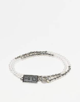 Classics 77 Classics 77 pack of 2 beaded bracelets in pearl and metal-Silver