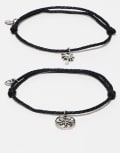 [Classics 77] Classics 77 pack of two cord pendant bracelets in black and silver No Size SILVER