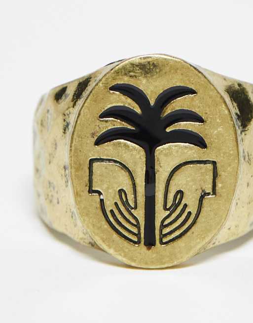 Palm tree signet on sale ring