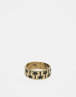 palm tree band ring in gold