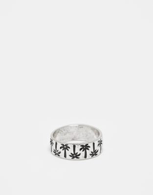 palm tree band ring in silver