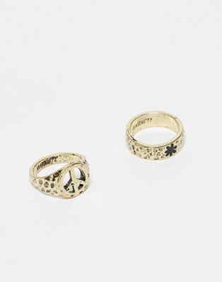 peace and love ring set in gold