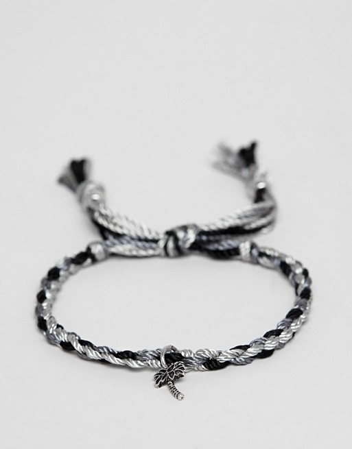 Classics 77 plaited bracelet in black & white with palm tree charm