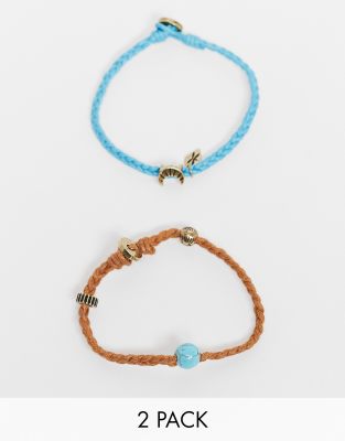 Classics 77 plaited charm 2-pack bracelets in green