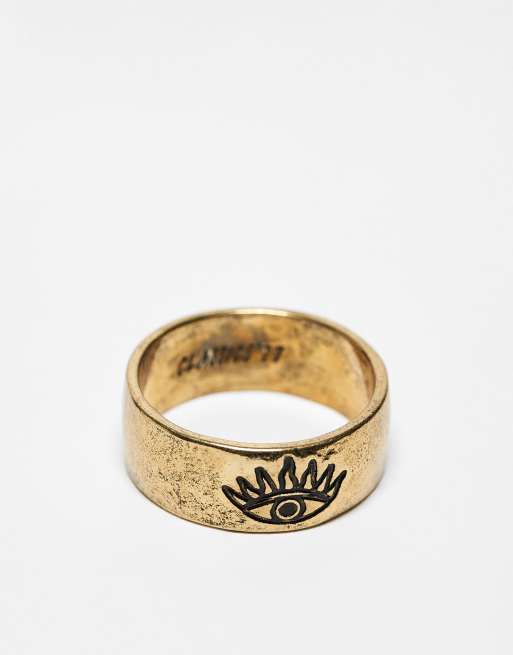 Classics 77 - Platte ring met alziend oog in vintage goud