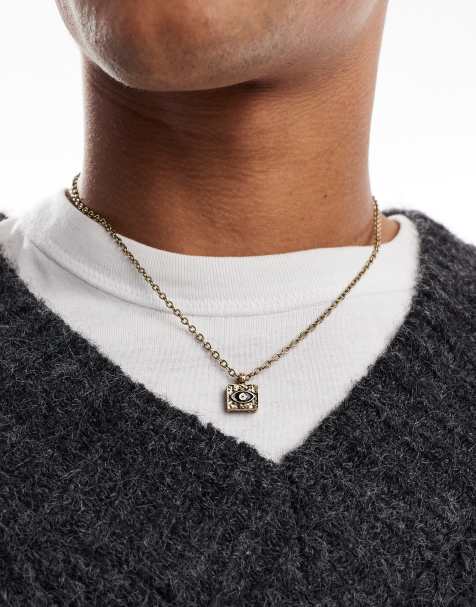 Classics 77 rectangle eye pendant necklace in vintage gold - view 1