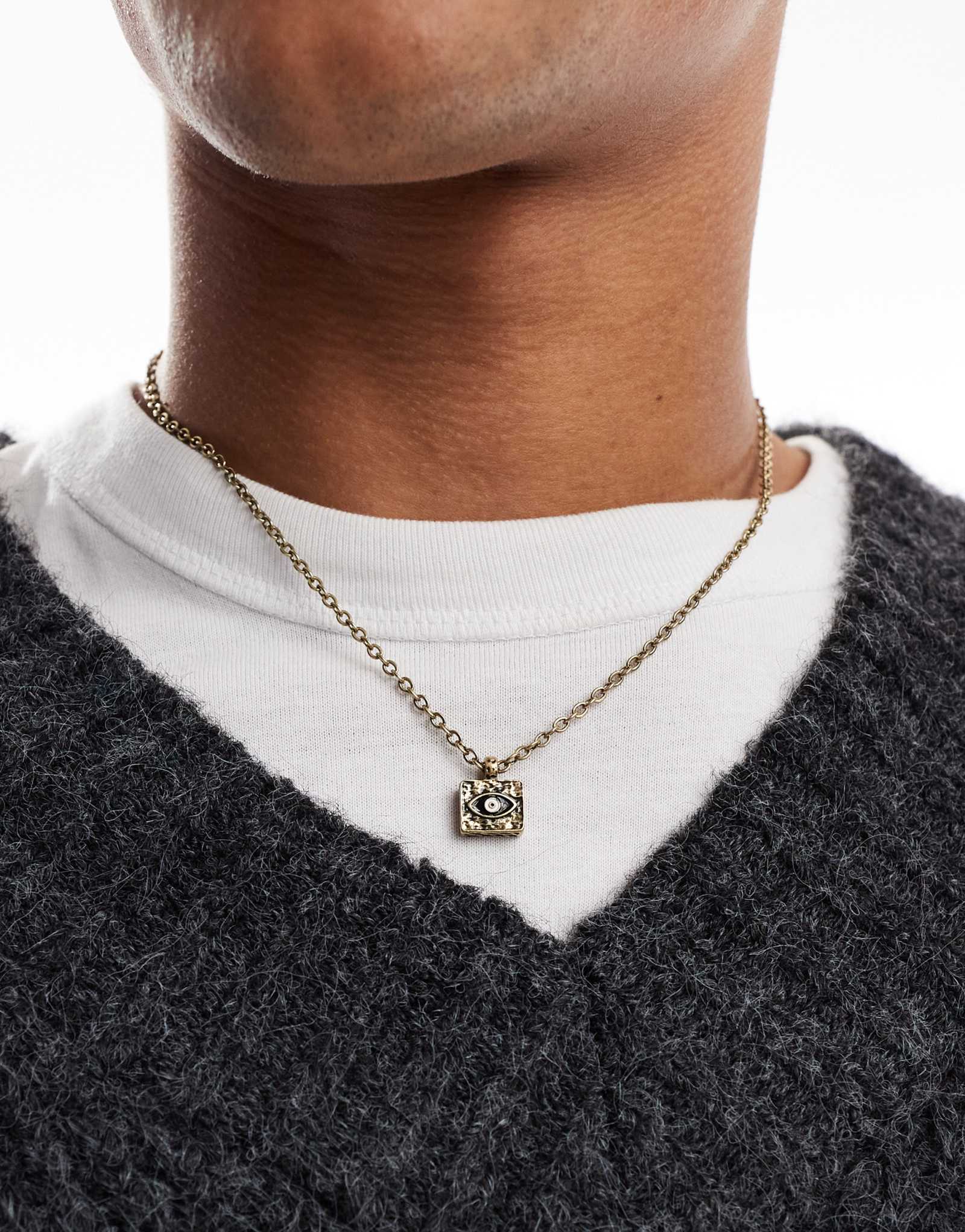 Классическое колье с прямоугольным глазом 77 пробы из винтажного золота