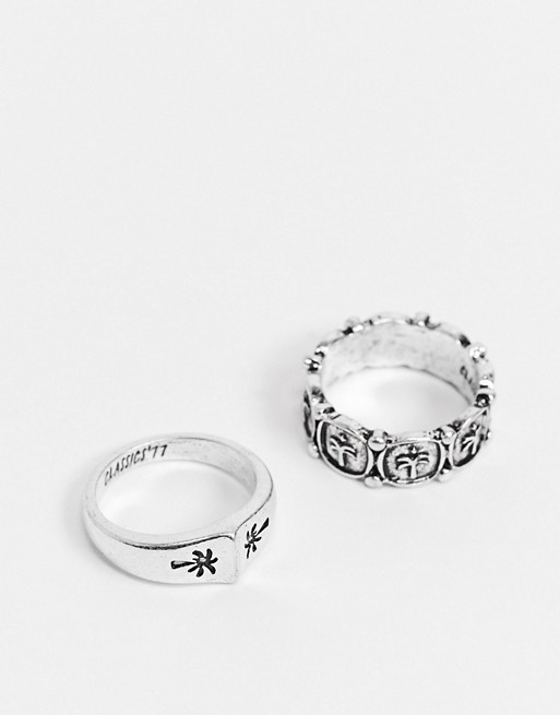 Classics 77 ring pack in silver with palm tree engraving